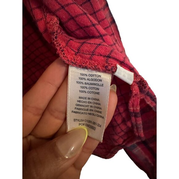 Cloth & Stone Anthropologie Pink Brecken Plaid Button Down Shirt Woman's Medium - Picture 6 of 9